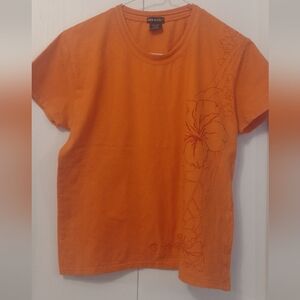 DKR & Co.Orange embroidered floral t-shirt ptp 19"